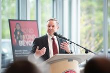 Florida State University President Richard McCullough speaks at an event to sign a memorandum of understanding with five Northwest Florida state colleges.